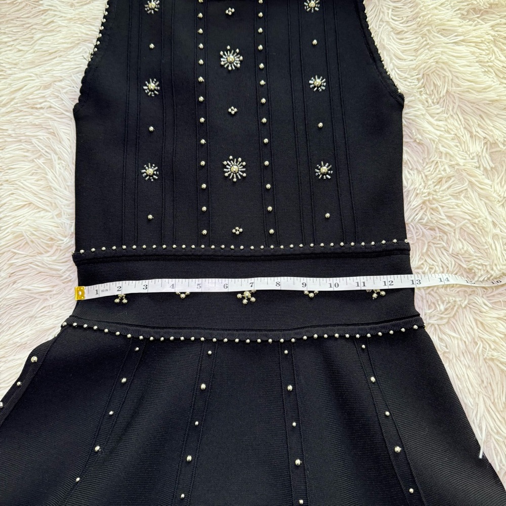 Sandro Black Beaded Open Back Dress Size 2 - Picture 10 of 13